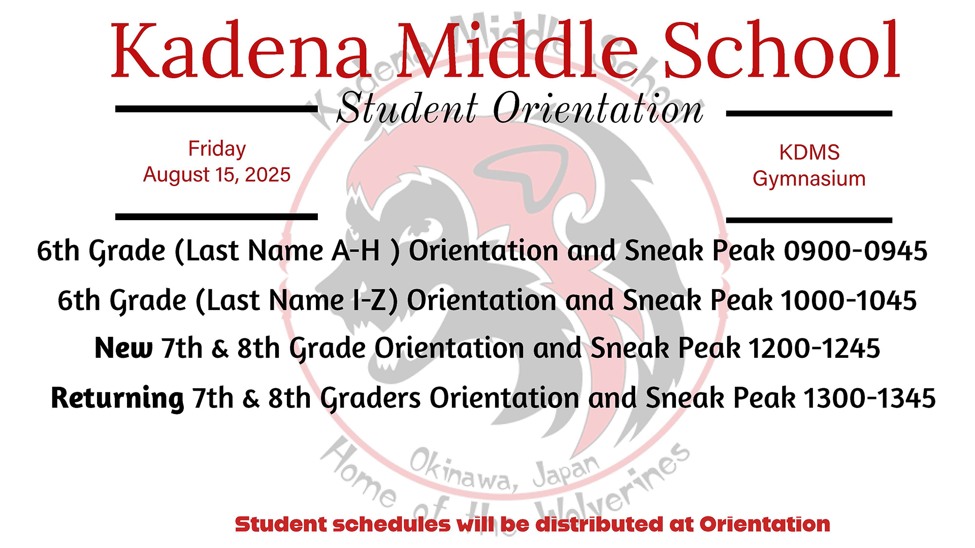 Kadena MS Student Orientation SY 25-26